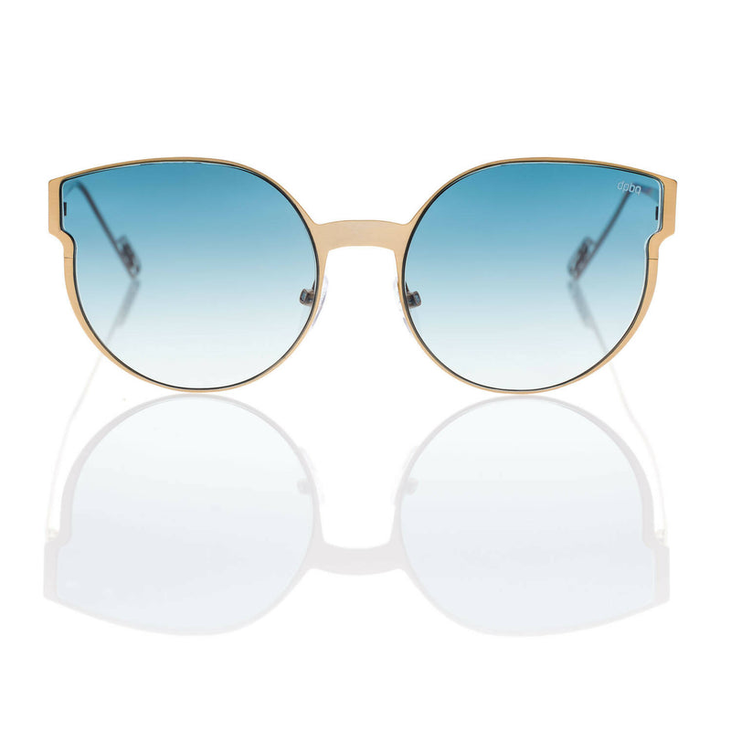 Occhiali da Sole Donna Made in Italy DP69 Montatura in Acciaio Dorato con Lenti Specchiate Blu a Punta