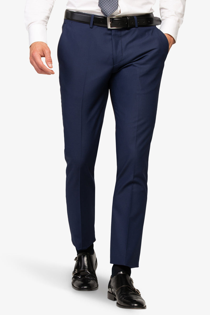 Pantaloni Uomo Eleganti Dan John Blu Royal Tinta Unita - Slim Fit - Flat Front - Tasca America