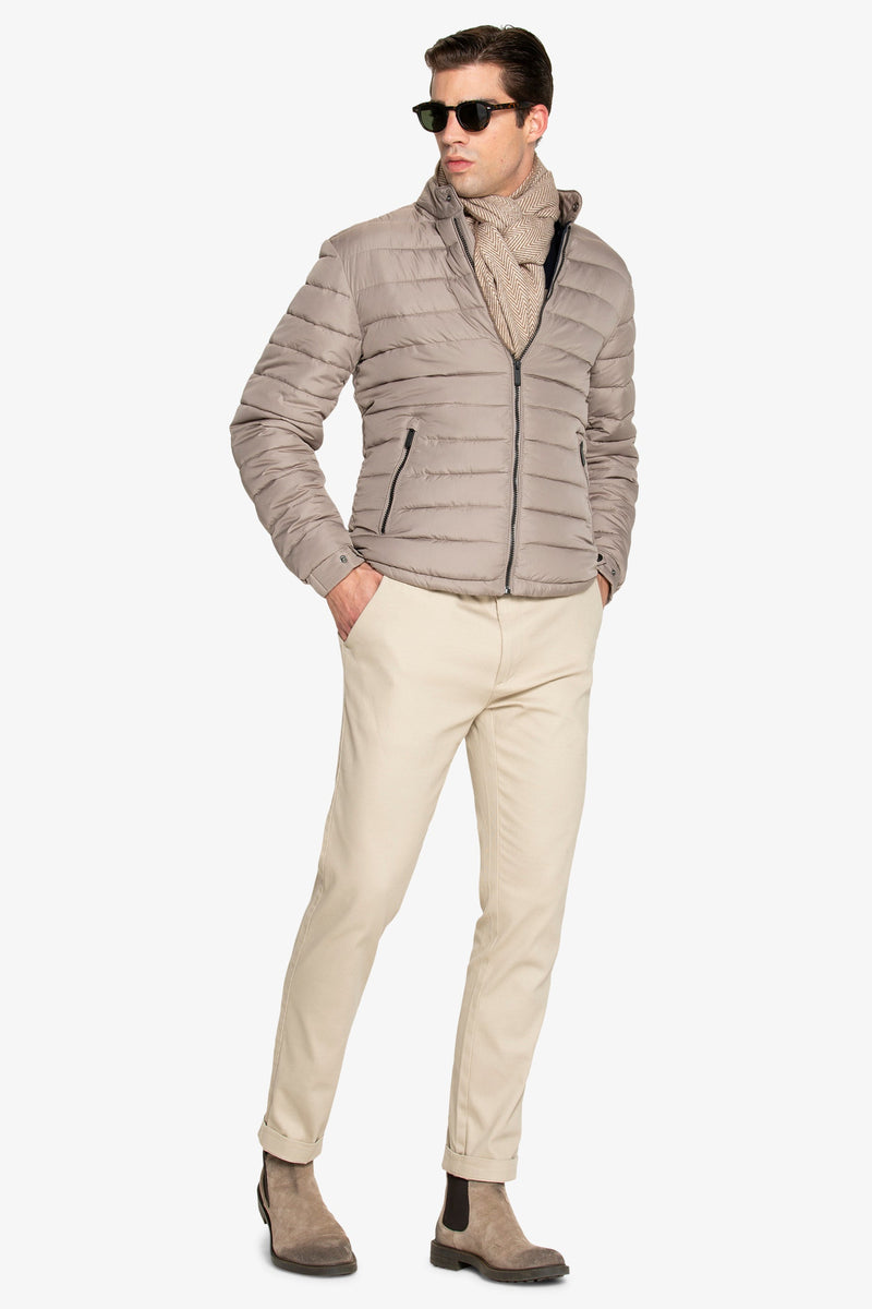 Piumino Trapuntato Uomo Dan John Beige Mastice - Slim Fit - Giubbotto Imbottito con Chiusura a Cerniera