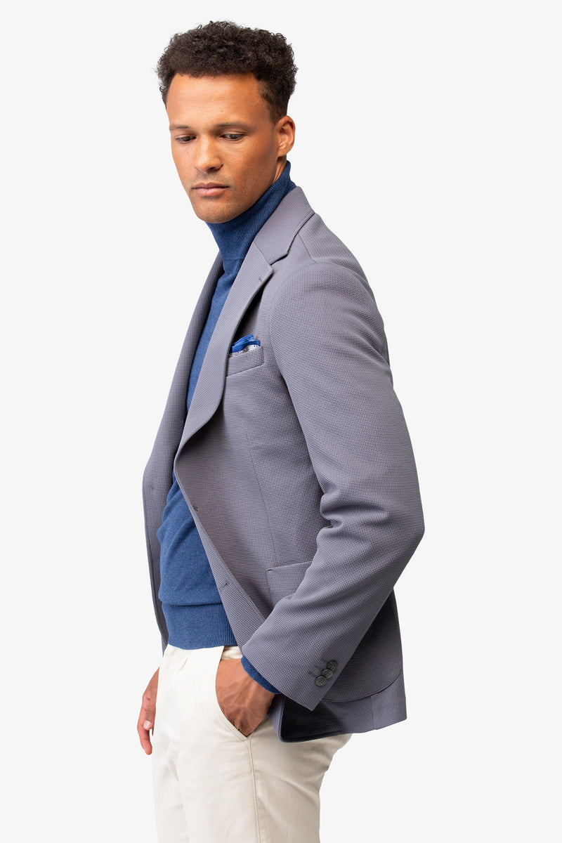 Blazer Uomo Dan John - Giacca Grigia a 2 Bottoni in Tessuto Jersey Destrutturata Slim Fit