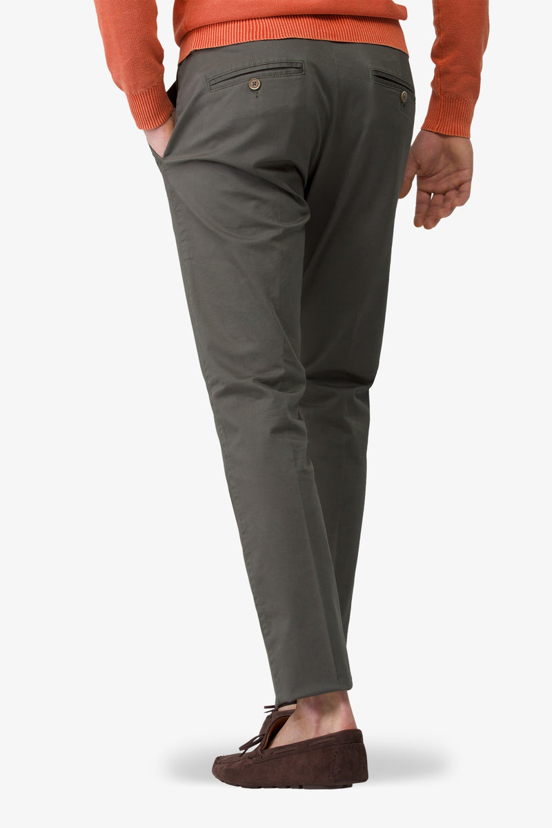 Pantaloni Chino Light Uomo Dan John Grigio-Verde in Gabardina di Cotone e Spandex - Slim Fit