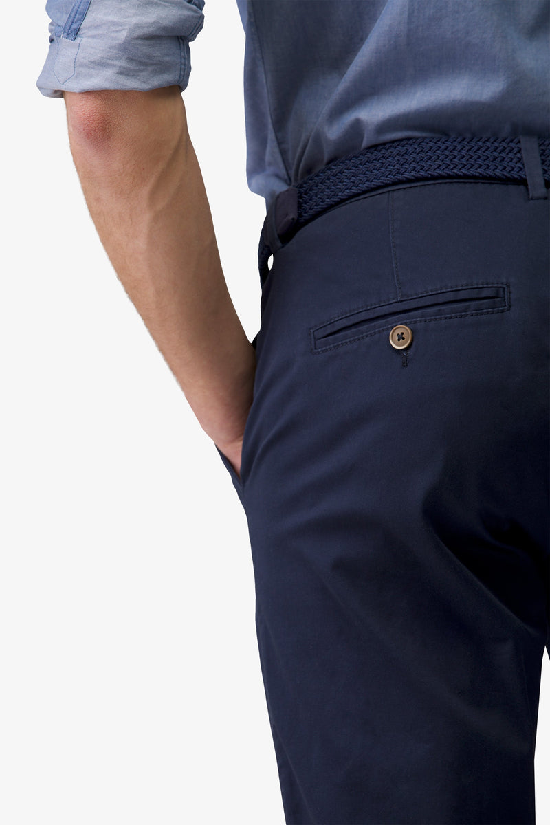 Pantaloni Chino Light da Uomo Dan John Blu Scuro in Gabardina di Cotone leggero - Slim Fit
