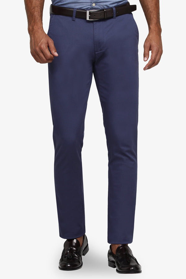 Pantaloni Chino da Uomo Dan John Blu Avion in Gabardina di Cotone leggero e Spandex - Slim Fit