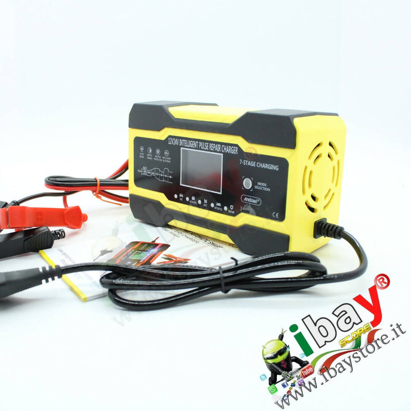 Caricabatterie per auto efficace universale 12V (10A)/ 24V (5A) dislay lcd