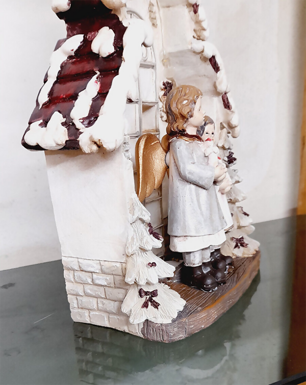 nuovo presepe artigianale classico angeli statuine vintage Natalizio capanna