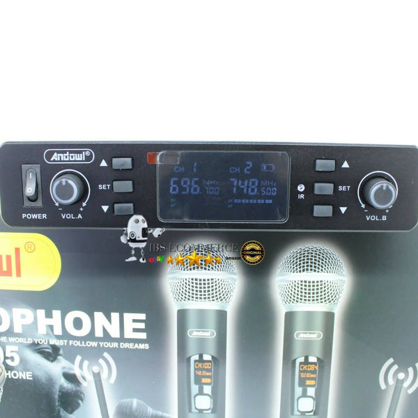 Microfono Dinamico wireless Senza Fili UHF Professionale - Confezione da 2 Pezzi Portata fino a 60 Metri
