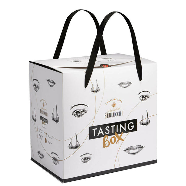 Box Degustazione Vino Berlucchi Franciacorta con 4 Calici 2 Bottiglie e CD per Degustazione Virtuale