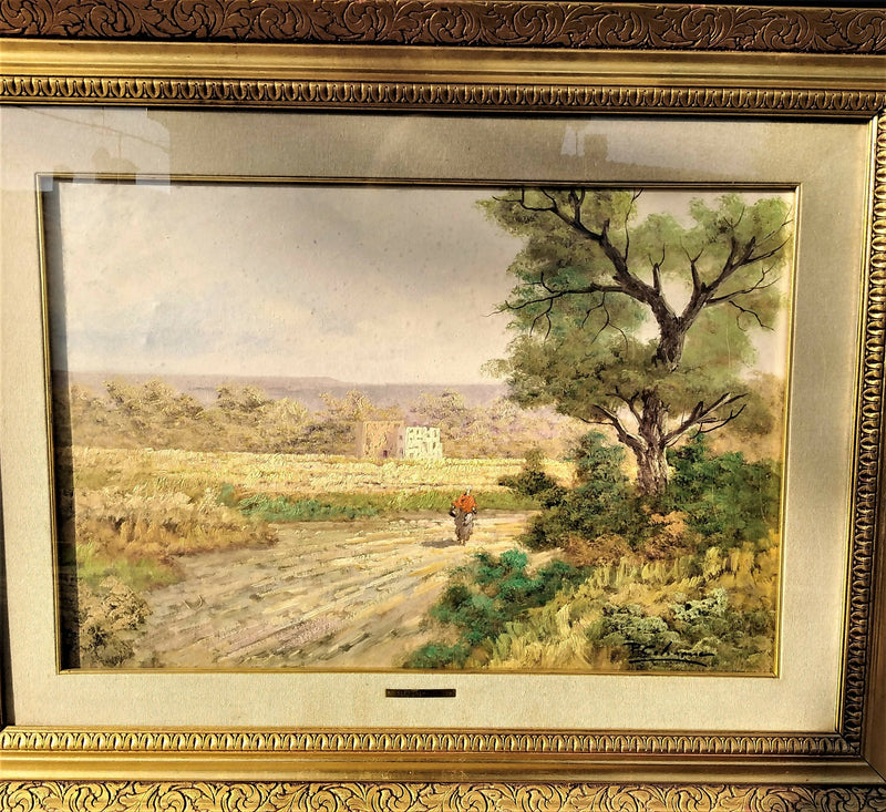 Quadro paesaggio campagna olio tela 45x70 cm