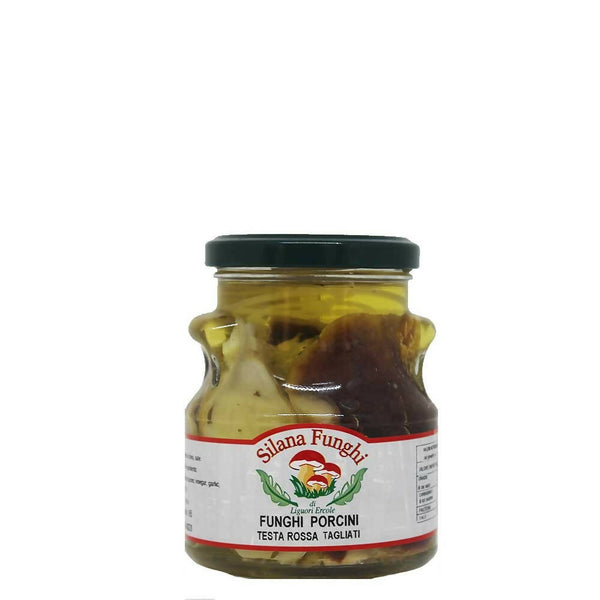 Funghi porcini tagliati in olio di oliva Gr 300 qualità testa rossa