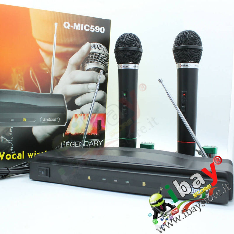 Microfono a Lunga Distanza Wireless Senza Fili con Base Ricevente - Confezione da 2 Pezzi