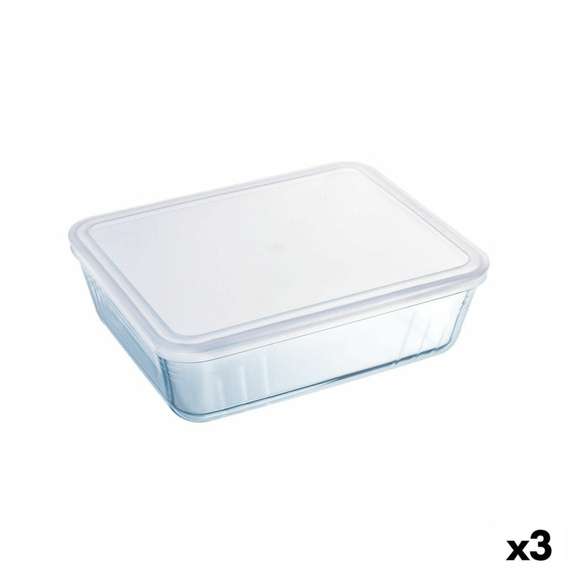 Portapranzo Rettangolare con Coperchio Pyrex Cook&freeze 28 x 23 x 10 cm 4,2 L Trasparente Vetro Silicone (3 Unità)