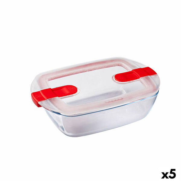 Porta pranzo Ermetico Pyrex Cook&heat 1,1 L 24 x 15,5 x 7 cm Trasparente Vetro (5 Unità)