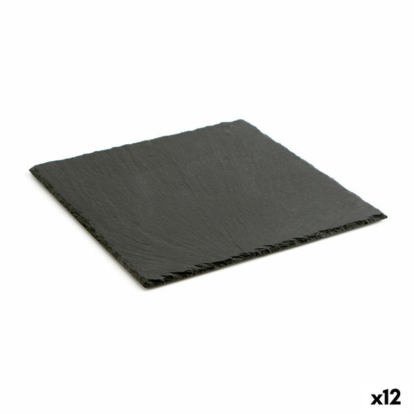 Vassoio di Ceramica Effetto Lavagna Quid Gastro Fun Nero (25 x 25 cm) (12 Unità)