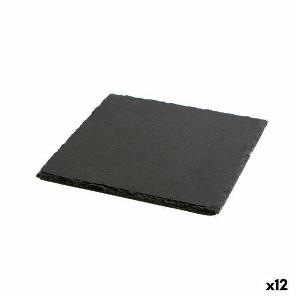 Vassoio di Ceramica Effetto Lavagna Quid Gastro Fresh Nero (20 x 20 cm) (12 Unità)