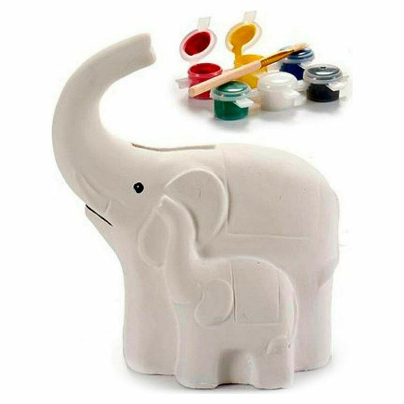 Salvadanaio Elefante Ceramica Bianco (8,3 x 14 x 12 cm) (12 Unità)
