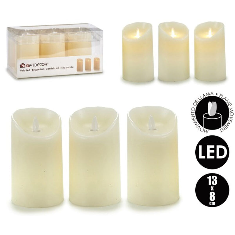 Set di Candele Oscillazione LED Crema 8 x 13 x 8 cm (6 Unità)