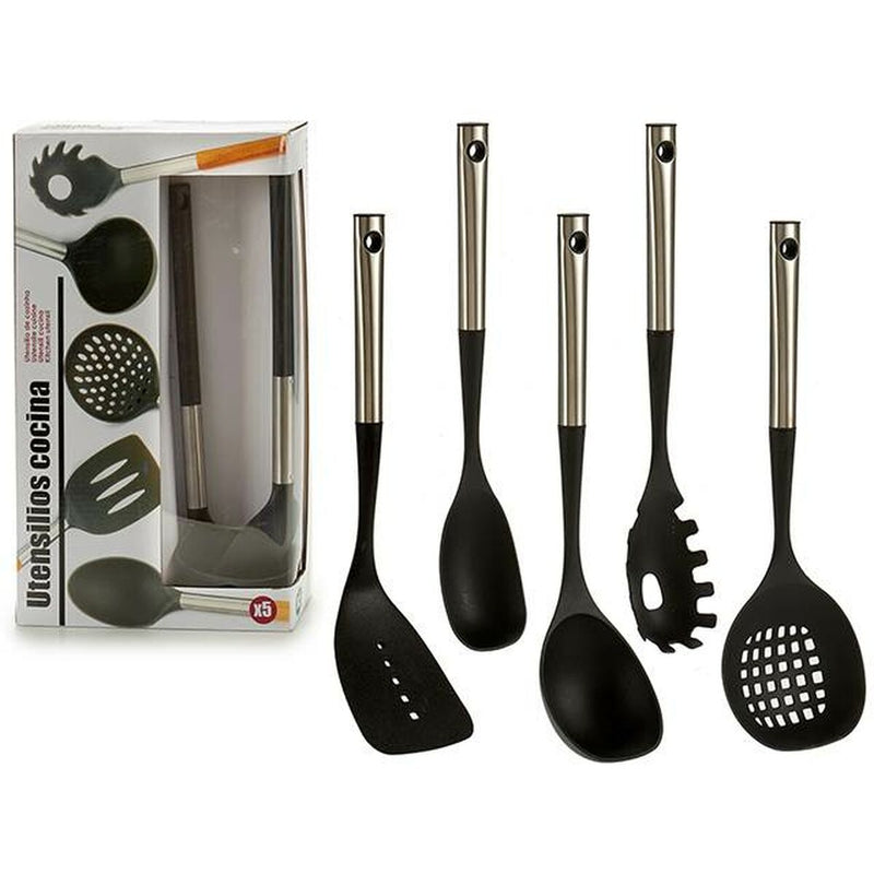 Set di Utensili da Cucina Nero Plastica 8,5 x 35 x 20,5 cm (6 Unità)