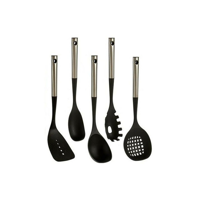 Set di Utensili da Cucina Nero Plastica 8,5 x 35 x 20,5 cm (6 Unità)