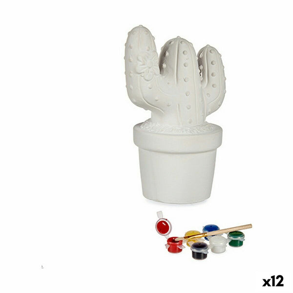 Salvadanaio da Dipingere Cactus 8,5 x 16,5 x 11,5 cm Ceramica (12 Unità)