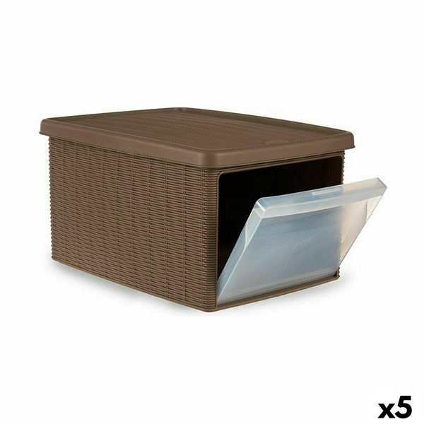 Scatola portaoggetti con coperchio Stefanplast Elegance Laterale Beige Plastica 29 x 21 x 39 cm (5 Unità)