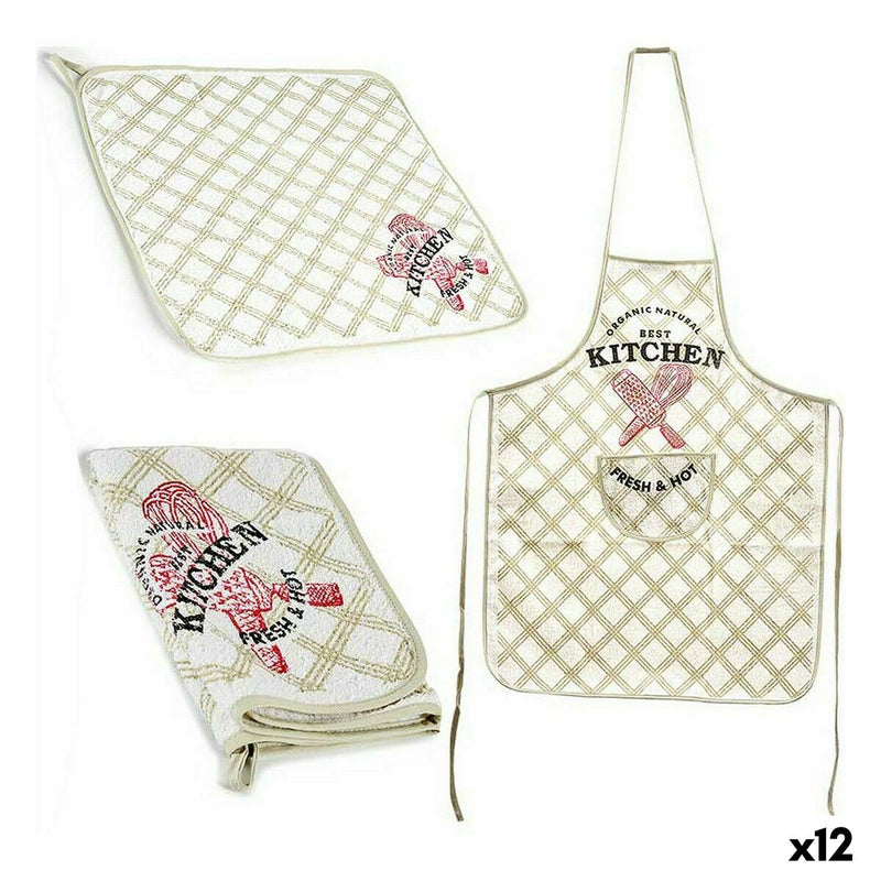 Set Grembiuel e Panno da Cucina 2 Pezzi Bianco (12 Unità)