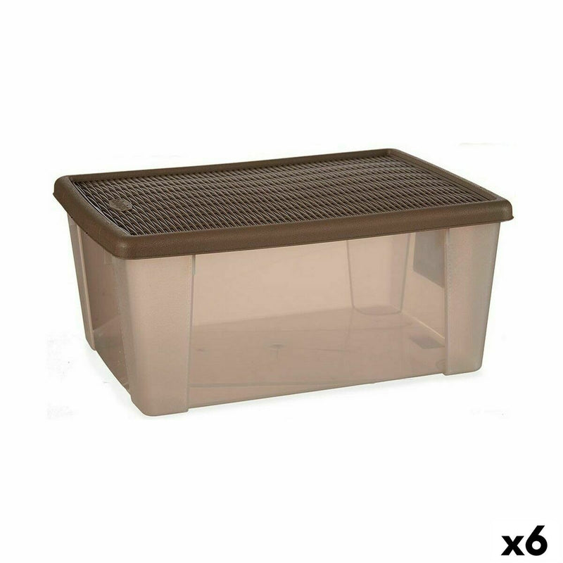 Scatola portaoggetti con coperchio Stefanplast Elegance Marrone Plastica 29 x 17 x 39 cm (6 Unità)