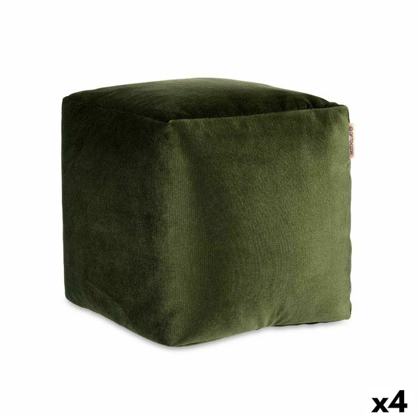 Pouf Velluto Verde 30 x 30 x 30 cm (4 Unità)