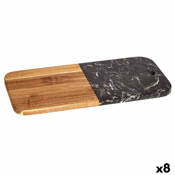 Tagliere Nero Marmo Legno di acacia 18 x 1,5 x 38 cm (8 Unità)