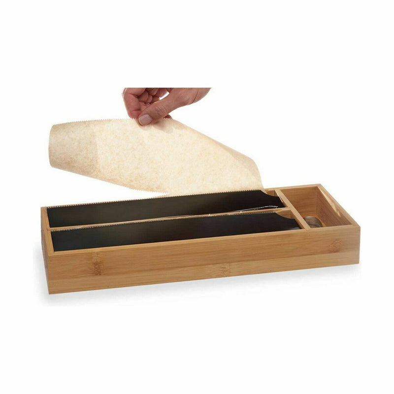 Dispenser di carta Doppia Nero Naturale Bambù Acciaio inossidabile 40 x 7 x 13 cm (8 Unità)