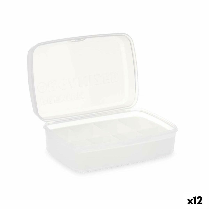 Scatola portaoggetti con coperchio Bianco Trasparente Plastica 21,5 x 8,5 x 15 cm (12 Unità)