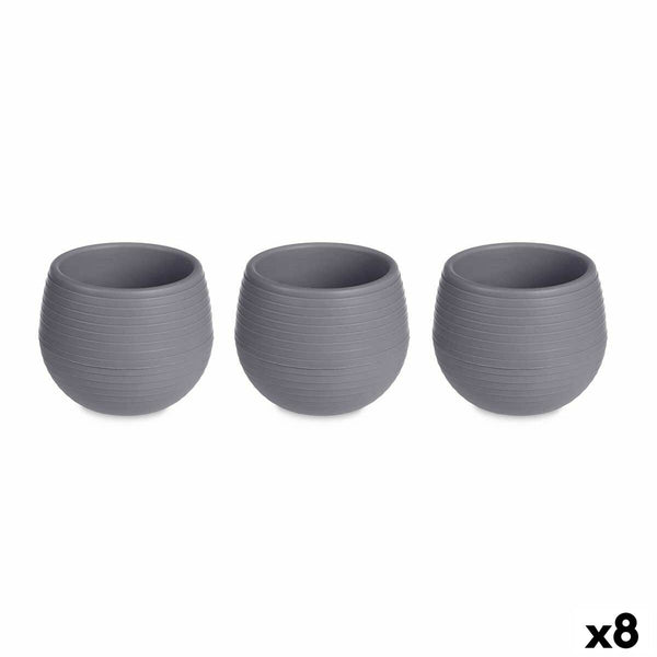 Set di Vasi 6,2 x 6,2 x 6,6 cm Antracite Plastica (8 Unità)