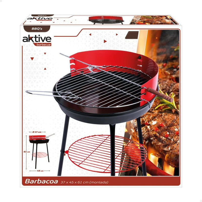 Barbecue Portatile Aktive Rosso 37 x 61 x 45 cm Legno Ferro Ø 38 cm