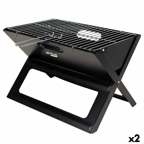 Barbecue Portatile Aktive Nero 45 x 30 x 29 cm Acciaio Ferro