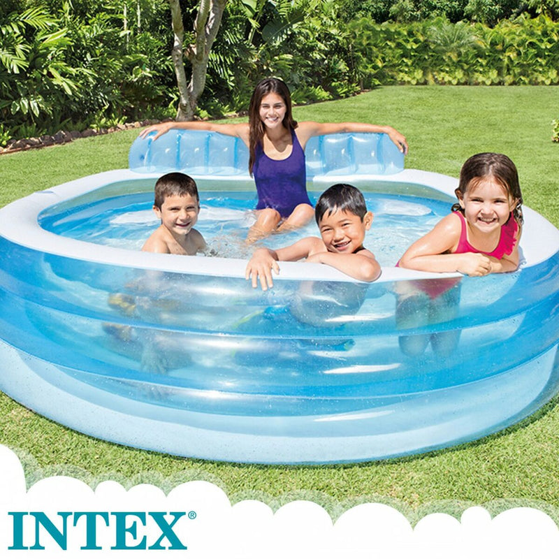 Piscina Gonfiabile Intex Poltrona Azzurro Bianco 590 L 229 x 79 x 218 cm (2 Unità)