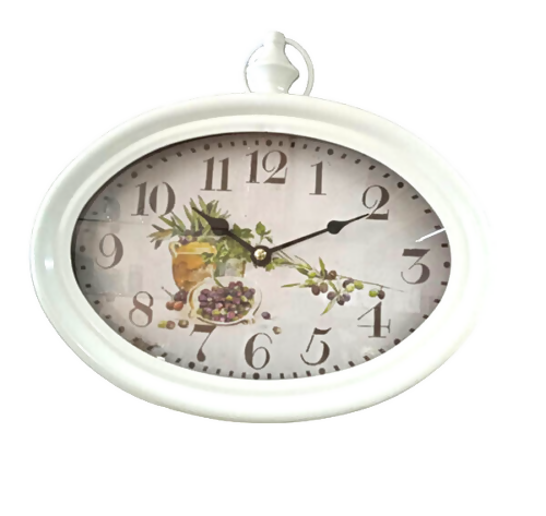Orologio Vintage da Parete Ovale 20 x 28 cm a Batteria con Pile Stilo Movimento Silenzioso