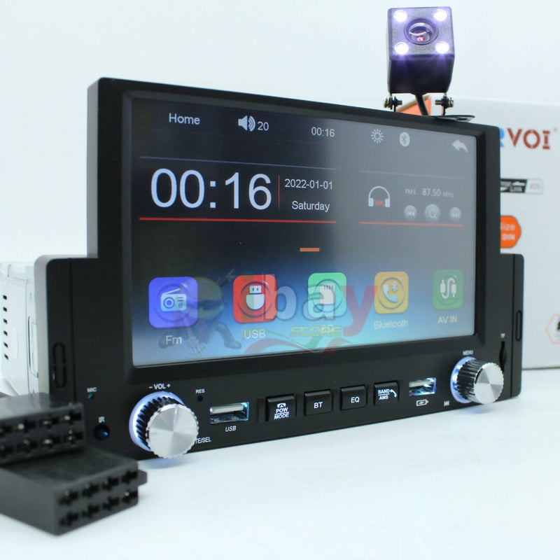 Autoradio Stereo 1 Din con Schermo da 7 Pollici Touch Mirror Link IOS Android con Cam in Omaggio