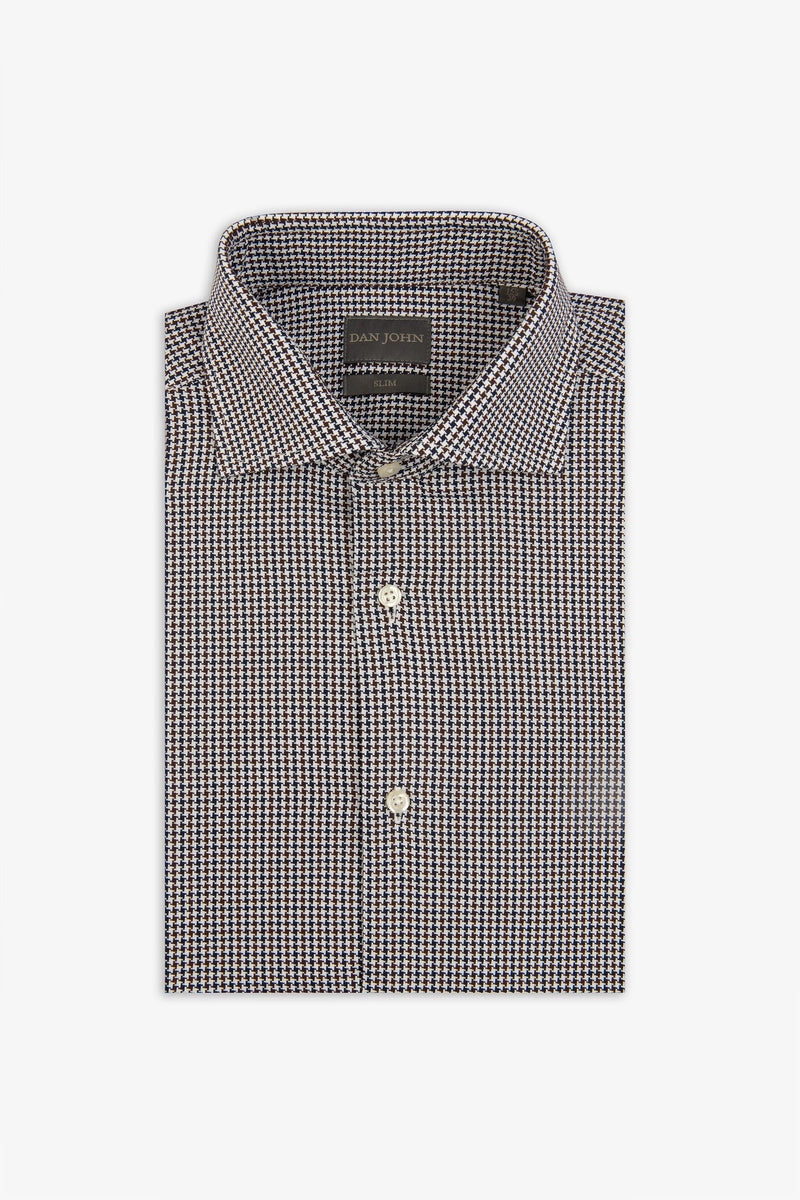 Camicia pied de poule marrone