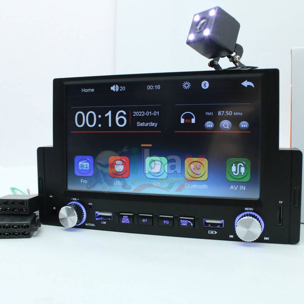 Autoradio Stereo 1 Din con Schermo da 7 Pollici Touch Mirror Link IOS Android con Cam in Omaggio