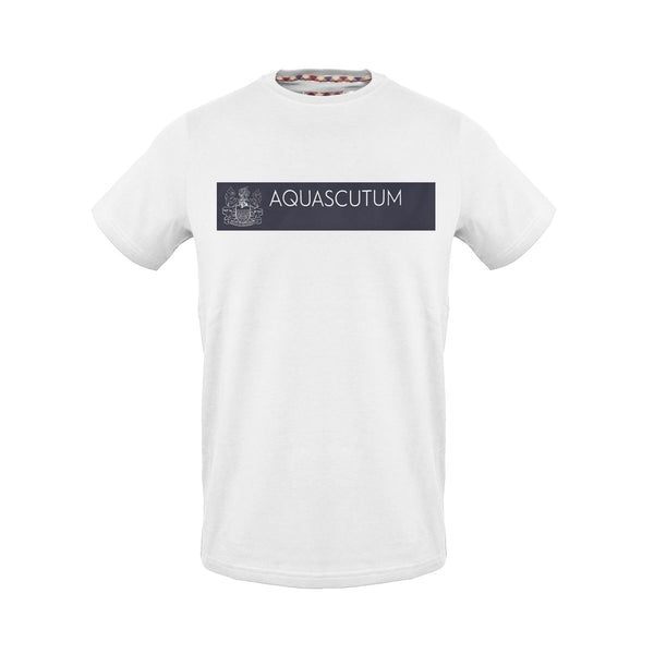 t-shirt bianca da uomo Aquascutum in cotone a girocollo
