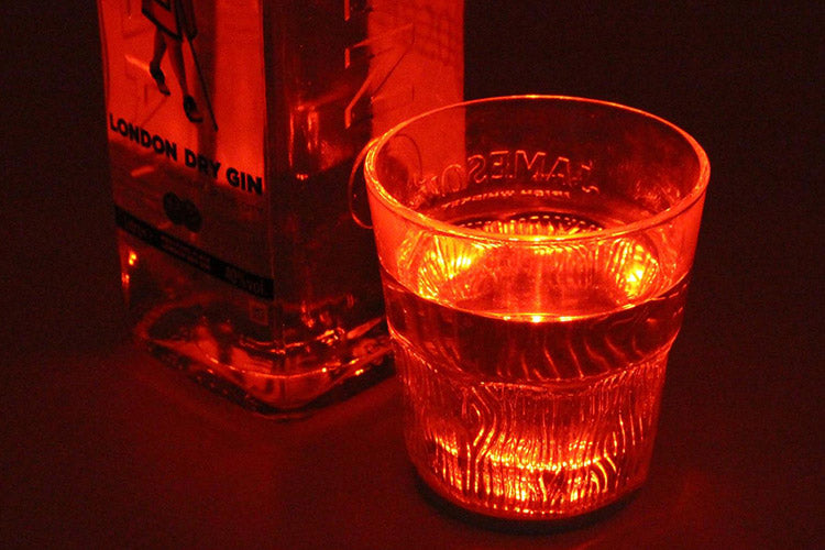 2 PZ Luce Led Sotto Bottiglia Vino Sottobicchiere Colore Rosso Red Ideale Regalo Natalizio Bottle Stickers