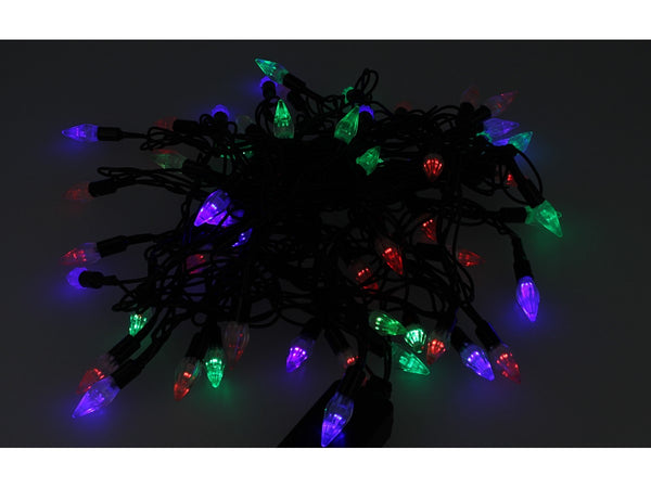 Mini Lucciole 60 Led Multicolori RGB Forma Punta di Frecca Goccia Pioggia Per Natale Festa Decorativa Filo Nero 8,8 metri Uso Interno CS31064