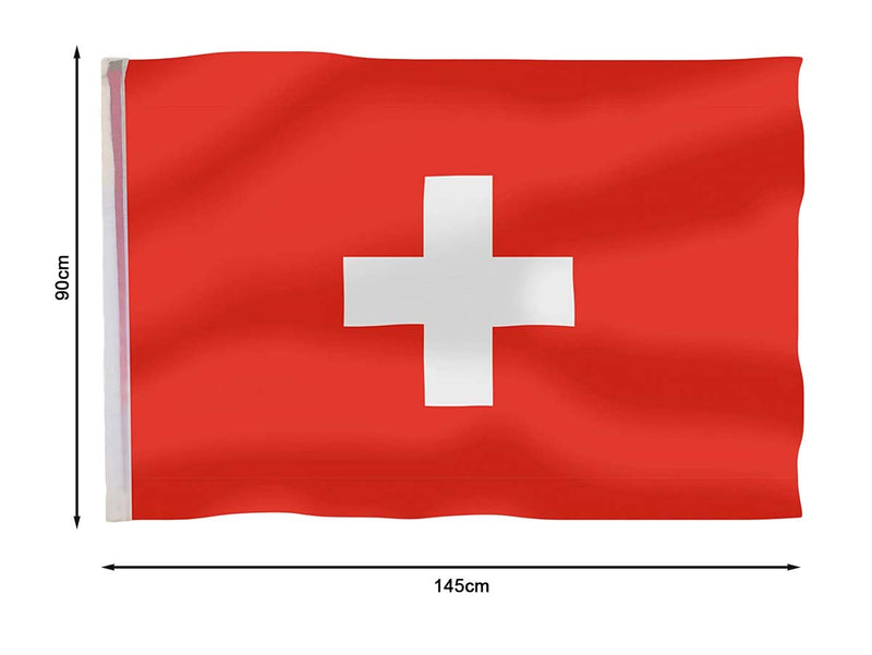 Bandiera Svizzera 145X90cm In Tessuto Poliestere Con Passante Per L'Asta