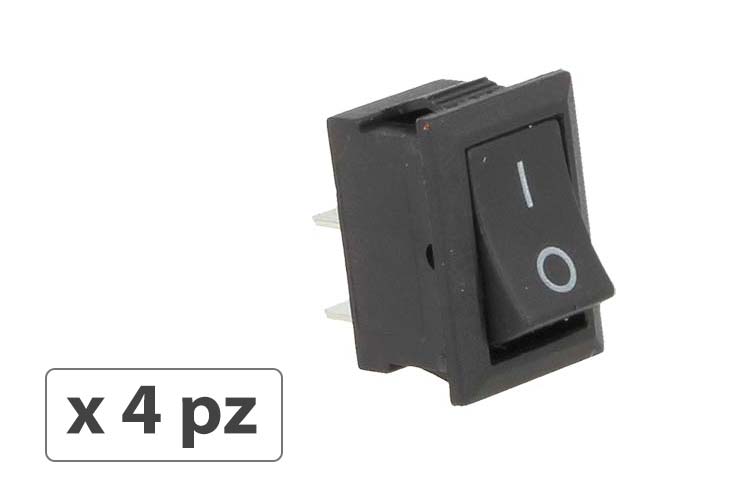 4 PZ Interruttore Pulsante Bilanciere Quadrato Bipolare 12V Push Button Switch 2 Pin Auto Barca Foro 12X19mm