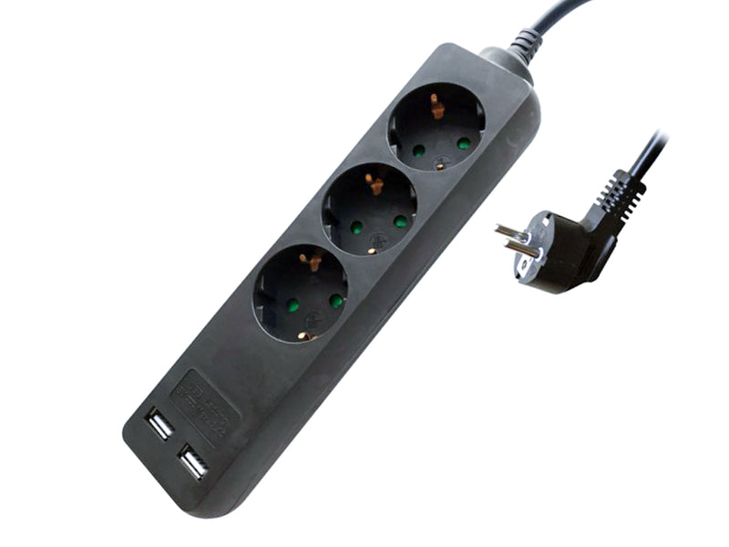 Multipresa Ciabatta Elettrica Con 2 USB e 3 Posti Schuko 10A Cavo Lung –  Goestro