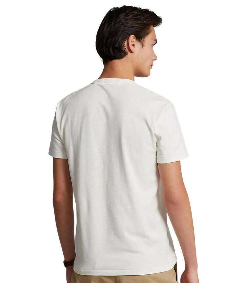 Polo Ralph Lauren Short Sleeve T-shirt Con Stampa Uomo Maglia Bianca Girocollo 100% Cotone Maglietta Uomo Polo Rl Est. 1967