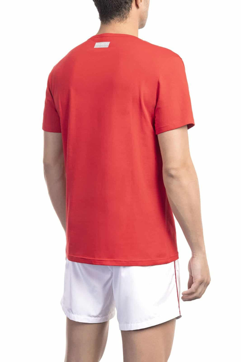 Maglietta a Maniche Corte da Uomo Bikkembergs - T-shirt Rossa e Bianca
