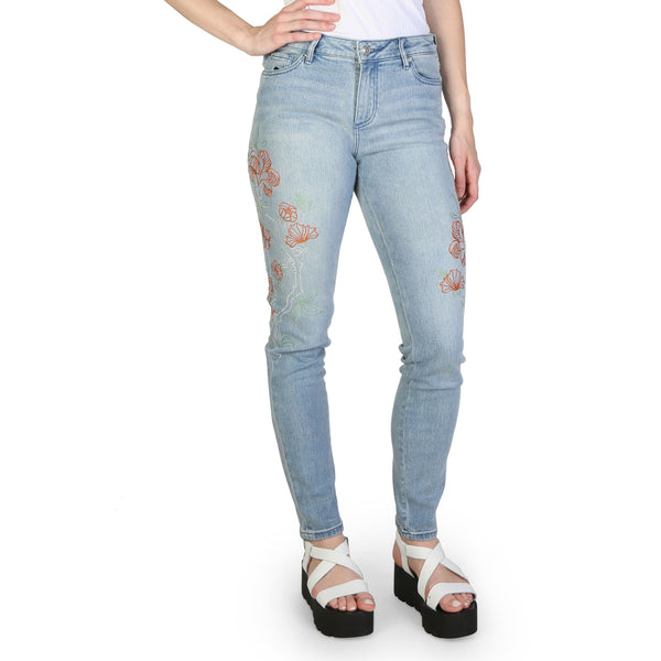 Pantaloni Jeans da Donna Armani Exchange Blu chiari con decorazioni floreali
