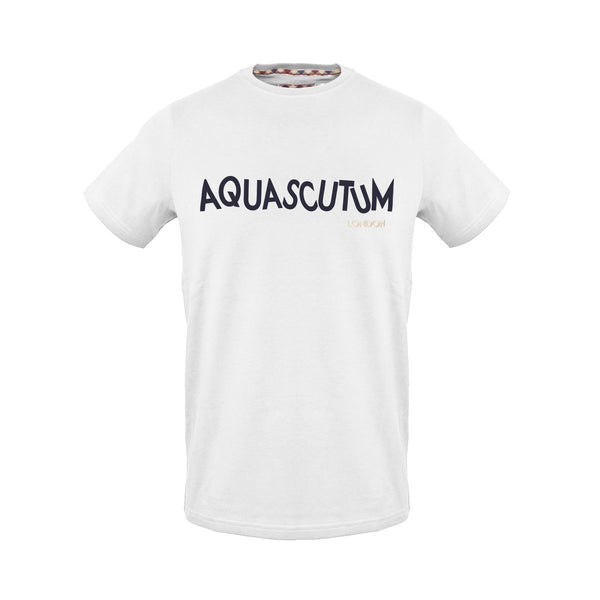 t-shirt bianca da uomo Aquascutum a girocollo 100 % cotone
