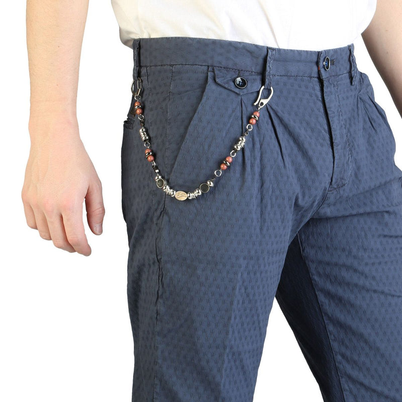 Pantaloni casual da Uomo Yes Zee Blu Misto Cotone per Primavera Estate