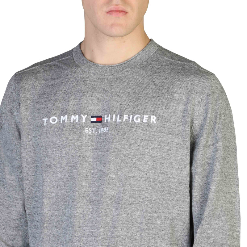 Pullover Tommy Hilfiger da Uomo Grigio - Maglione 100% Cotone a Girocollo - Collezione Autunno/Inverno